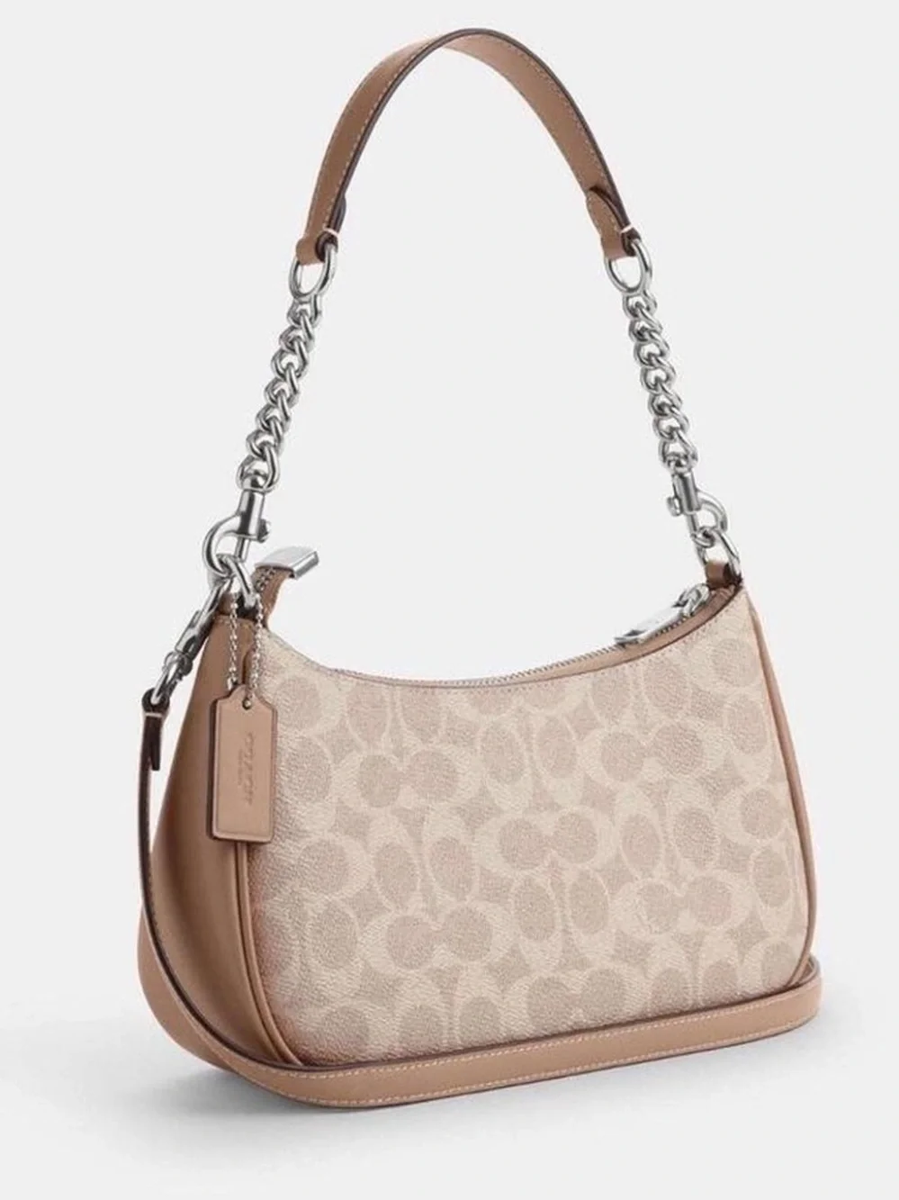 Coach Beige and Tan Signature Canvas Shoulder Bag - Picture 2 of 7